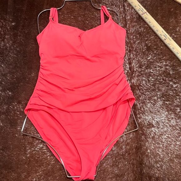 La Blanca Island Goddess Lingerie One-Piece Swimsuit Guava Pink 10 (M/L Est.) - Picture 2 of 10